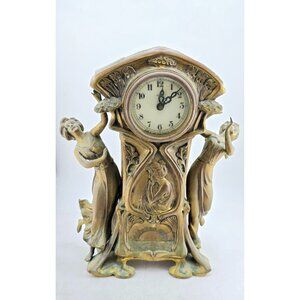 Antique New Haven 8 Day Bronze Figural Clock